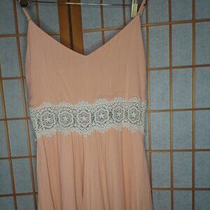 Coral and Lace Shorts Romper (M)